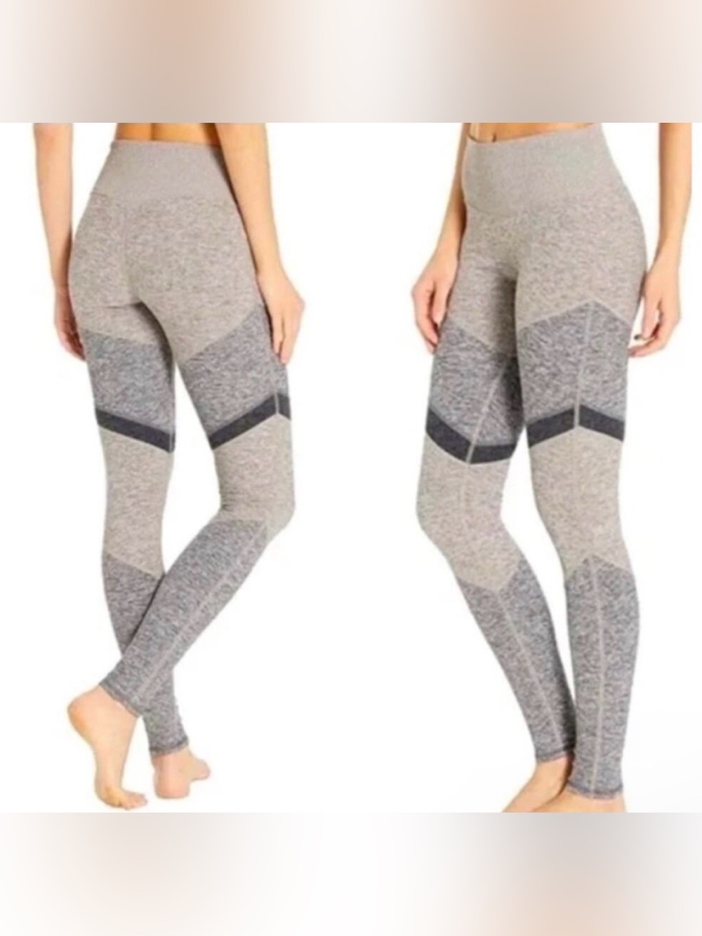Alo Yoga Alosoft Sheila High Waist Colorblock Leggings Gray brown medium workout
